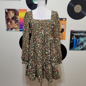 BCBG | Green Floral Babydoll Dress